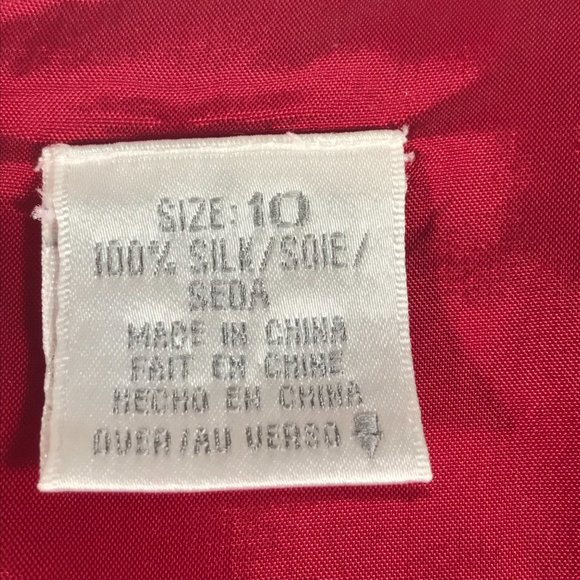 Liz Claiborne Women's Red Silk Short Sleeve Size 10 Dress Preowned - Picture 4 of 12